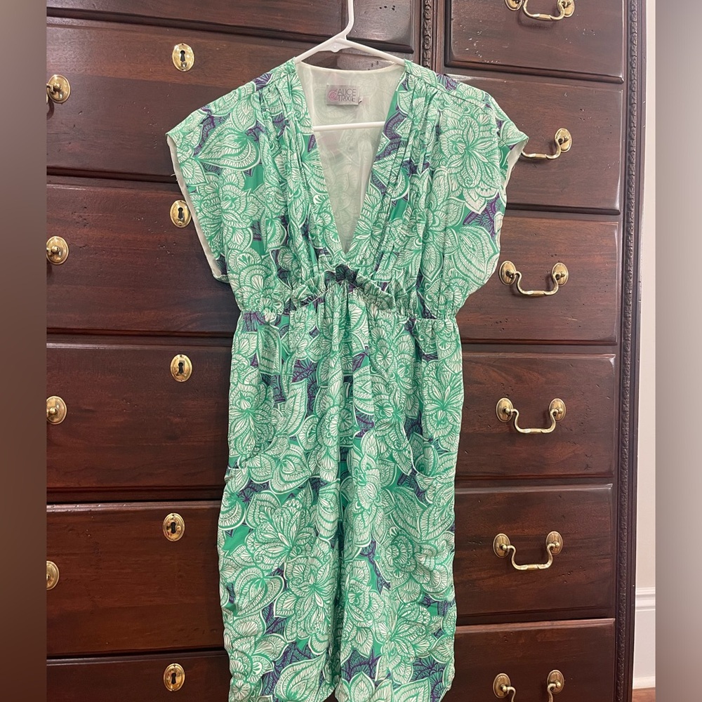 Green V neck dress